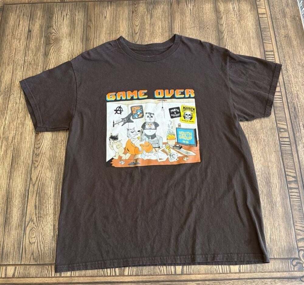 Youth Group "Game Over" Panda Graphic T-Shirt Size Large